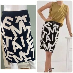 Maeve Anthropologie Je t’aime I Love You Black White Pencil Sweater Mini Skirt